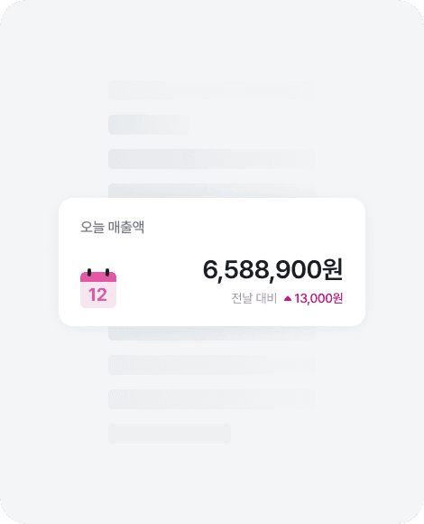 오늘 매출액과 정산 현황 화면